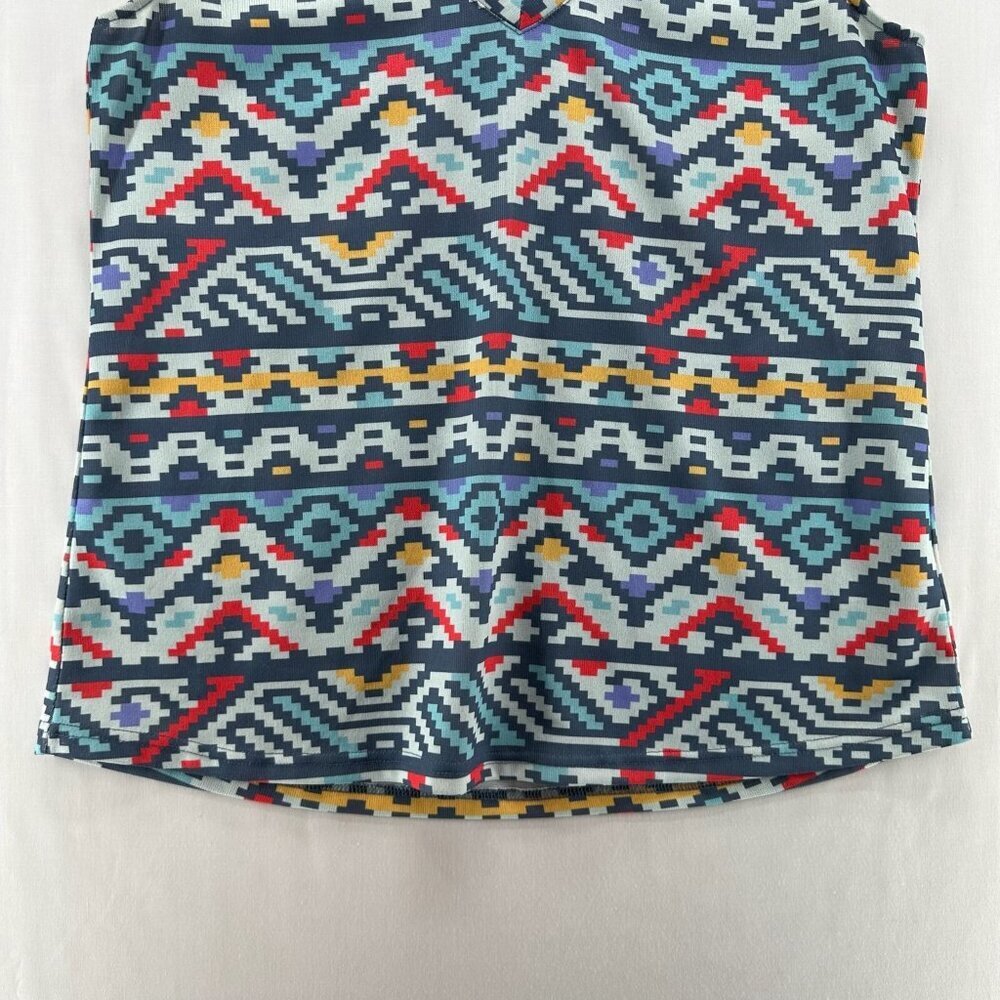 Roper Tank Top Womens Size L Southwestern Aztec V-Neck Sleeveless Shell Blue - Picture 5 of 11
